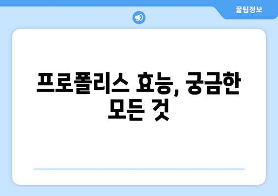 프로폴리스 효능과 부작용 완벽 정리 | 건강, 면역력, 항산화, 주의사항