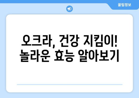 오크라 효능, 영양 성분, 제대로 알고 먹자! | 오크라 고르는 법, 오크라 요리 레시피