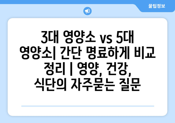 3대 영양소 vs 5대 영양소| 간단 명료하게 비교 정리 | 영양, 건강, 식단