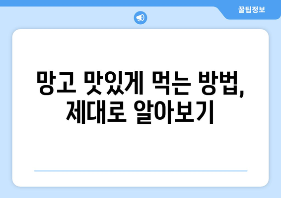 망고의 모든 것| 효능, 부작용, 먹는 법, 보관법 총정리 | 망고, 과일, 건강, 영양, 팁