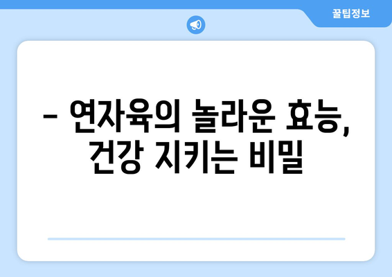 연자육 효능, 성분, 먹는 방법까지! 건강 챙기는 완벽 가이드 | 연자육, 효능, 성분, 레시피, 건강식