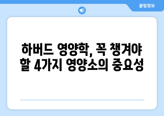 하버드 영양학 전문가가 추천하는 꼭 챙겨야 할 4가지 필수 영양소 | 건강, 영양, 식단, 하버드대학교