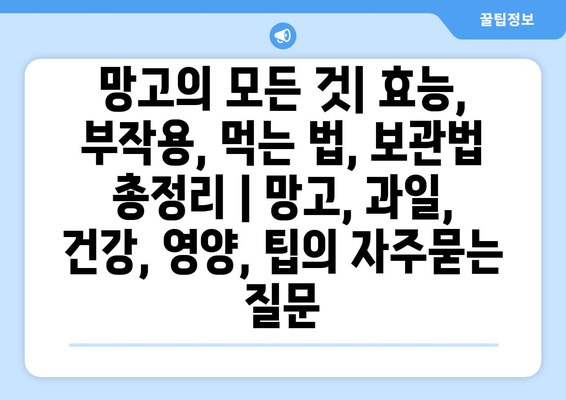 망고의 모든 것| 효능, 부작용, 먹는 법, 보관법 총정리 | 망고, 과일, 건강, 영양, 팁