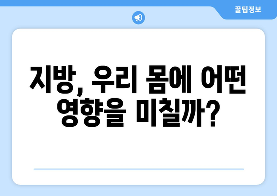 지방이 우리를 아프게 할까? | 식이 지방과 질병, 건강한 지방 섭취 가이드