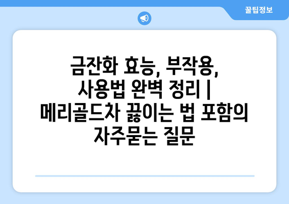 금잔화 효능, 부작용, 사용법 완벽 정리 | 메리골드차 끓이는 법 포함