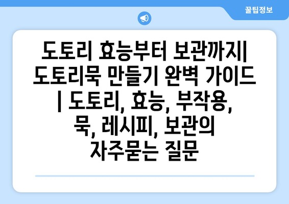 도토리 효능부터 보관까지| 도토리묵 만들기 완벽 가이드 | 도토리, 효능, 부작용, 묵, 레시피, 보관