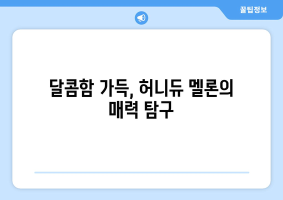 허니듀 멜론| 달콤한 맛과 건강 효능, 알아보기 | 과일, 영양, 효능, 멜론