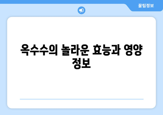 옥수수의 모든 것| 효능, 부작용, 삶는 법, 먹는 법, 칼로리, 초당옥수수와의 차이 | 건강, 식단, 팁, 정보