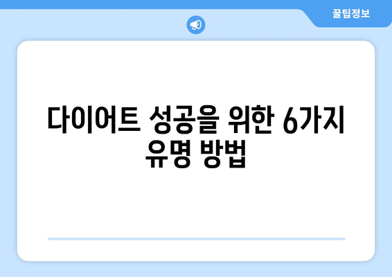 다이어트 성공을 위한 유명 다이어트 방법 6가지 | 효과적인 체중 감량, 건강한 식단, 운동 팁