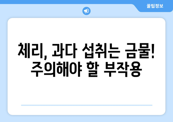 체리의 효능과 부작용, 맛있는 선택 요리까지! 완벽 가이드 | 체리, 건강, 레시피, 효능, 부작용