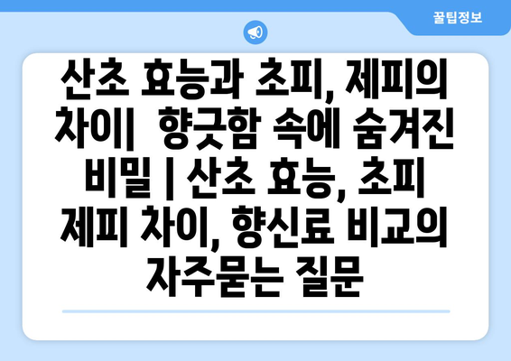 산초 효능과 초피, 제피의 차이|  향긋함 속에 숨겨진 비밀 | 산초 효능, 초피 제피 차이, 향신료 비교