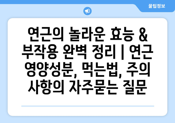 연근의 놀라운 효능 & 부작용 완벽 정리 | 연근 영양성분, 먹는법, 주의 사항