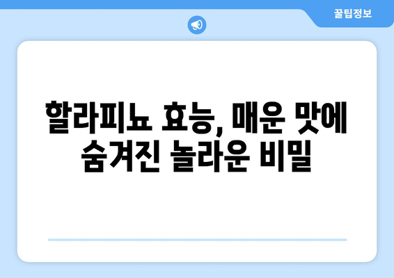 매콤한 매력, 할라피뇨의 모든 것| 효능, 부작용, 먹는 법, 멕시코 고추의 놀라운 효과 | 할라피뇨, 멕시코 고추, 효능, 부작용, 먹는 법, 레시피, 건강