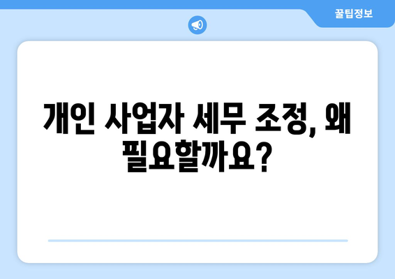 개인 사업자 세무 조정, 개정안이 불러온 변화| 필요성 분석 및 대응 전략 | 세금 절감, 사업 성공, 전문가 분석