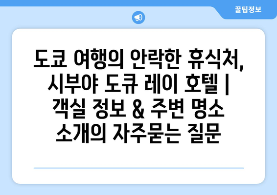 도쿄 여행의 안락한 휴식처, 시부야 도큐 레이 호텔 | 객실 정보 & 주변 명소 소개