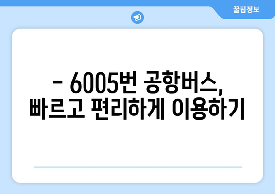 6005번 공항버스 완벽 가이드 | 운행 시간, 노선, 정류장 정보