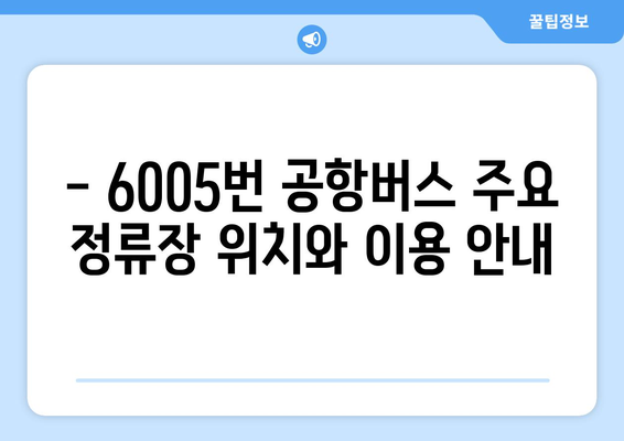 6005번 공항버스 완벽 가이드 | 운행 시간, 노선, 정류장 정보