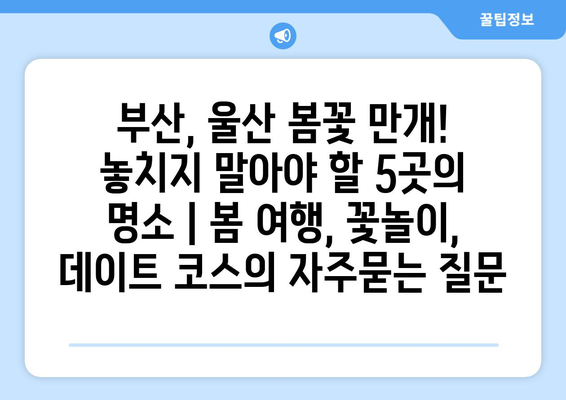 부산, 울산 봄꽃 만개! 놓치지 말아야 할 5곳의 명소 | 봄 여행, 꽃놀이, 데이트 코스