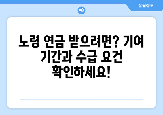 노령 연금 자격 완벽 분석| 기여 기간, 수급 요건, 신청 방법 상세 가이드 | 연금 수령, 노후 준비, 연금 제도