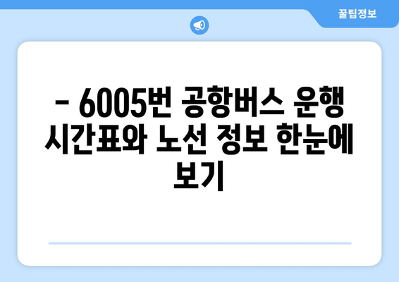 6005번 공항버스 완벽 가이드 | 운행 시간, 노선, 정류장 정보