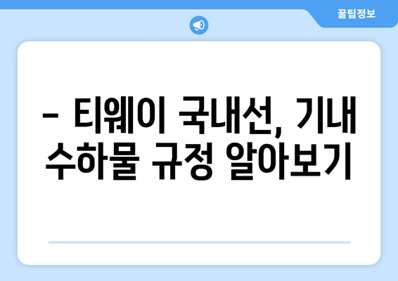 티웨이 국내선 수하물 규정 완벽 가이드 | 짐 걱정 끝내고 편안하게 여행 떠나세요!