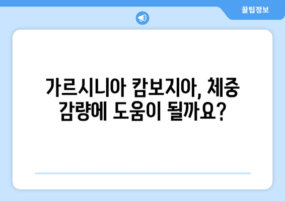 가르시니아 캄보지아 효능, 부작용, 다이어트 효과 총정리 | 체중 감량, 건강, 식욕 억제, 부작용 주의