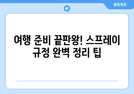 항공 수하물 스프레이 필수 지침| 국내선 vs 국제선 규정 완벽 정리 | 여행 준비, 짐 싸기, 기내 반입 팁