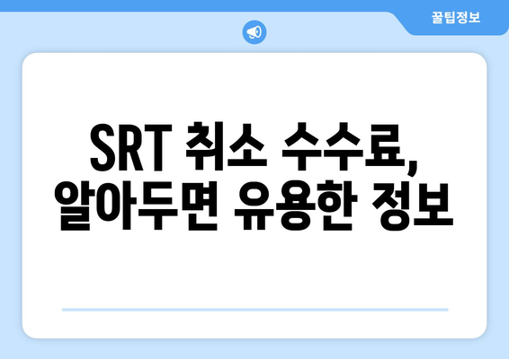 SRT 취소 수수료 꿀팁| 똑똑하게 취소하고 수수료 줄이는 방법 | 환불, 변경, 팁