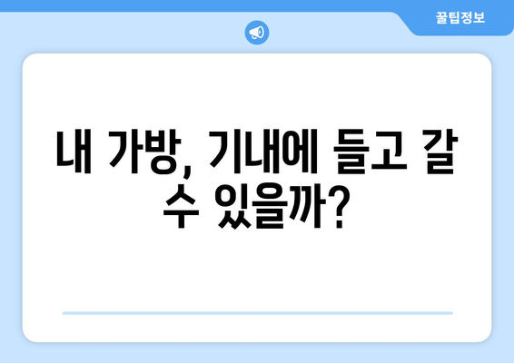 기내 수하물, 궁금한 건 다 있어! 핵심 질문과 답변 총정리 | 기내 반입 규정, 수하물 크기, 무게 제한, 금지 품목