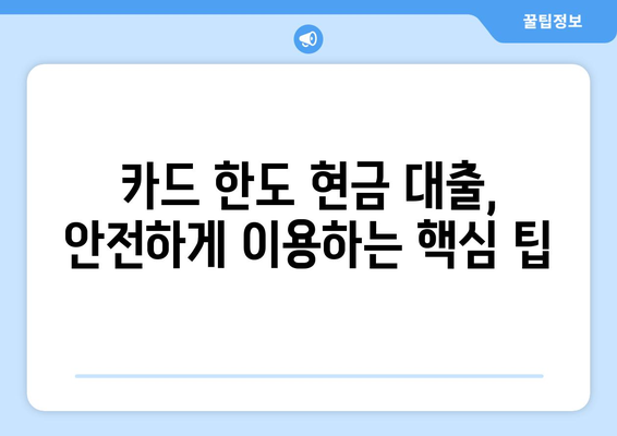 신용카드 한도 현금 대출, 안전하게 이용하는 방법 |  리스크 관리, 성공적인 활용 가이드