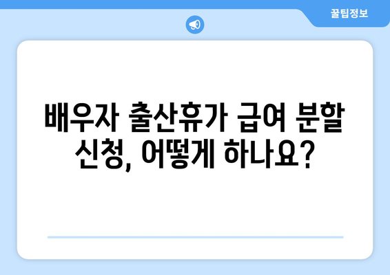 배우자 출산휴가 급여 분할 신청 완벽 가이드 | 배우자 휴가, 급여 분할, 신청 방법, 서류, 주의 사항