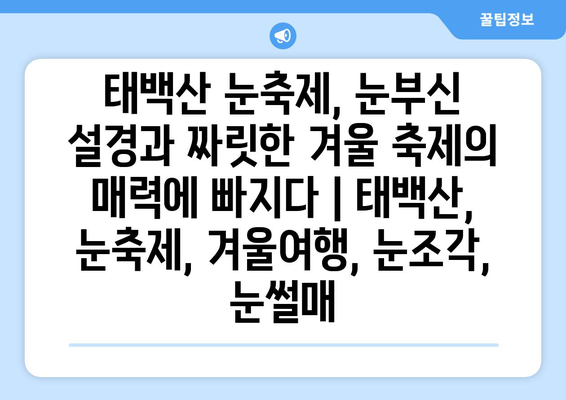 태백산 눈축제, 눈부신 설경과 짜릿한 겨울 축제의 매력에 빠지다 | 태백산, 눈축제, 겨울여행, 눈조각, 눈썰매