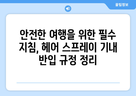 헤어 스프레이 기내 반입 가능해요? | 국내선/국제선 규정 완벽 정리