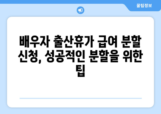 배우자 출산휴가 급여 분할 신청 완벽 가이드 | 배우자 휴가, 급여 분할, 신청 방법, 서류, 주의 사항