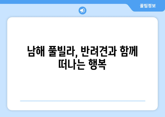 애견 동반 낙원, 남해 풀빌라 추천 🐶🌊 | 푸른 바다와 아기자기한 휴식, 반려견과 함께 떠나는 완벽한 여행