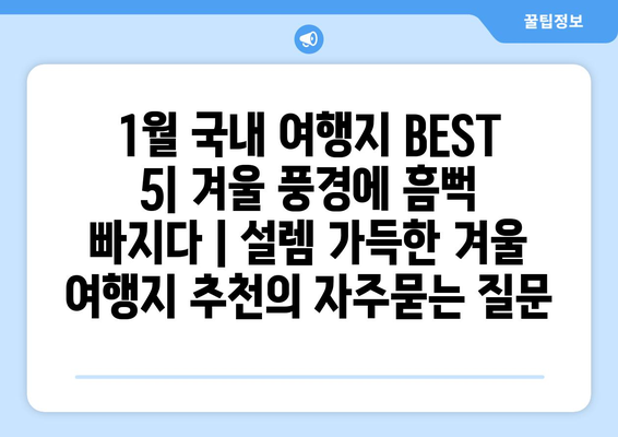 1월 국내 여행지 BEST 5| 겨울 풍경에 흠뻑 빠지다 | 설렘 가득한 겨울 여행지 추천