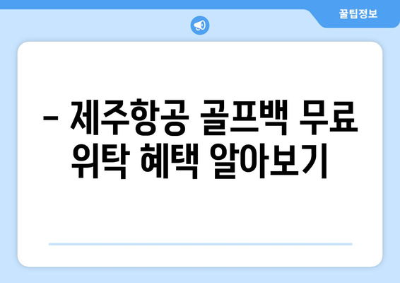 제주항공 골프백 수화물 규정 완벽 가이드 | 무료 위탁, 추가 요금, 허용 기준 상세 정보