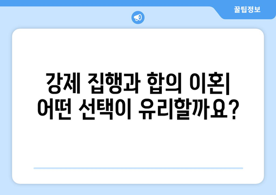 강제 집행 vs. 합의 이혼| 재산 분할과 금융적 결과 비교 분석 | 이혼, 재산분할, 법률 정보