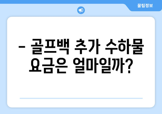 제주항공 골프백 수화물 규정 완벽 가이드 | 무료 위탁, 추가 요금, 허용 기준 상세 정보