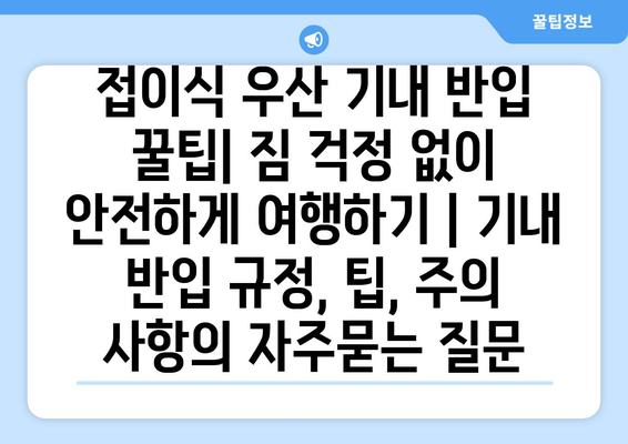 접이식 우산 기내 반입 꿀팁| 짐 걱정 없이 안전하게 여행하기 | 기내 반입 규정, 팁, 주의 사항