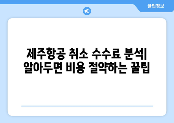 제주항공 취소 수수료 분석| 알아두면 비용 절약하는 꿀팁 | 취소 규정, 환불 정책, 추가 비용 완벽 정리