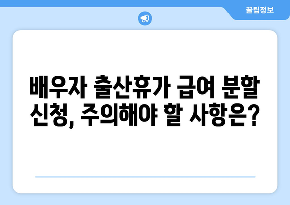 배우자 출산휴가 급여 분할 신청 완벽 가이드 | 배우자 휴가, 급여 분할, 신청 방법, 서류, 주의 사항