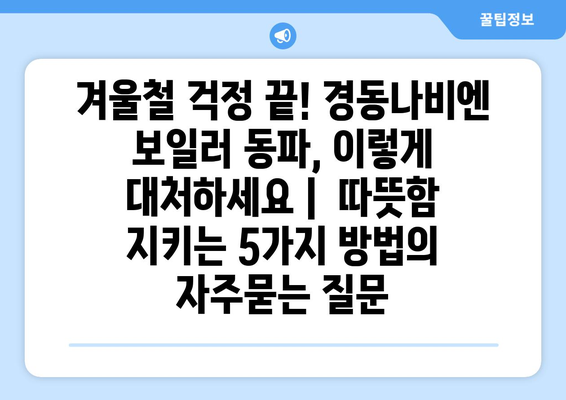 겨울철 걱정 끝! 경동나비엔 보일러 동파, 이렇게 대처하세요 |  따뜻함 지키는 5가지 방법