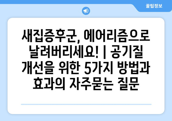 새집증후군, 에어리즘으로 날려버리세요! | 공기질 개선을 위한 5가지 방법과 효과