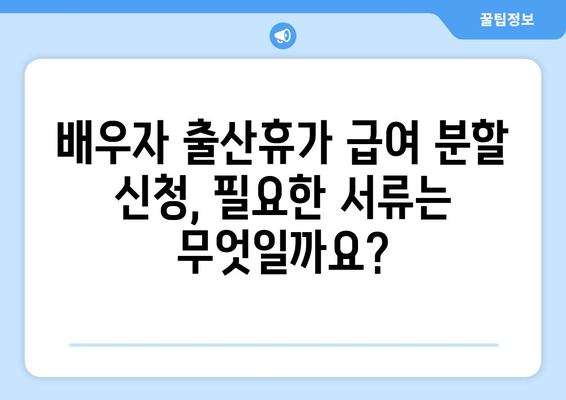 배우자 출산휴가 급여 분할 신청 완벽 가이드 | 배우자 휴가, 급여 분할, 신청 방법, 서류, 주의 사항