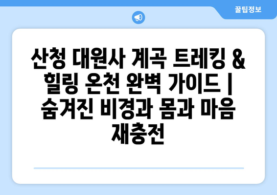 산청 대원사 계곡 트레킹 & 힐링 온천 완벽 가이드 | 숨겨진 비경과 몸과 마음 재충전