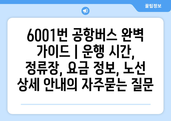 6001번 공항버스 완벽 가이드 | 운행 시간, 정류장, 요금 정보, 노선 상세 안내