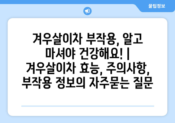 겨우살이차 부작용, 알고 마셔야 건강해요! | 겨우살이차 효능, 주의사항, 부작용 정보