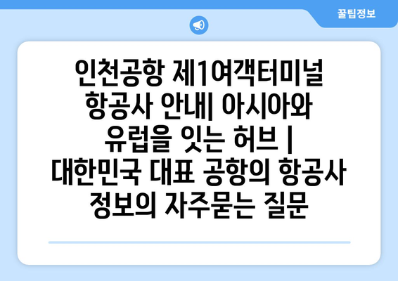 인천공항 제1여객터미널 항공사 안내| 아시아와 유럽을 잇는 허브 |  대한민국 대표 공항의 항공사 정보