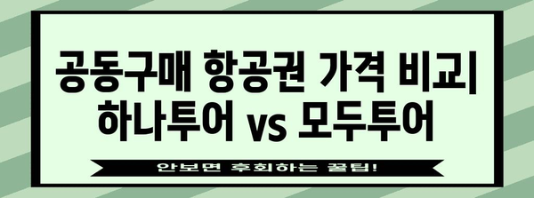 공동구매 항공권 득템하기 | 하나투어 vs. 모두투어